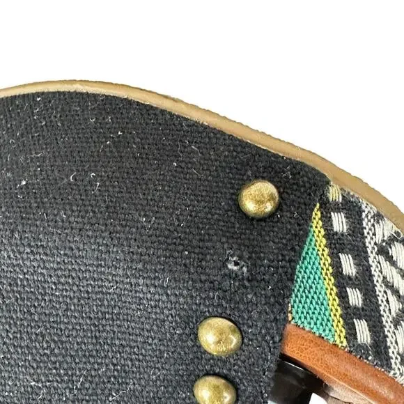 Rampage Size 7 Quizzy Black Studded Aztec Print Wedge Heels Y2K - Picture 4 of 5